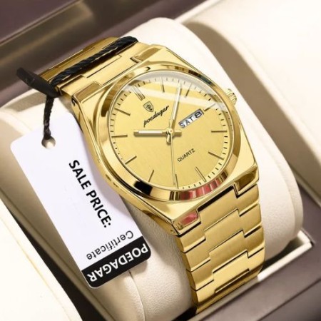 Poedagar 930 New Model Men Watch Luxury Fashion Full Gold