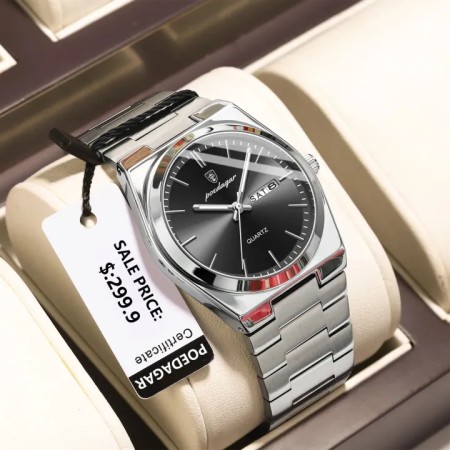 Poedagar 930 New Model Men Watch Luxury Fashion Silver Black
