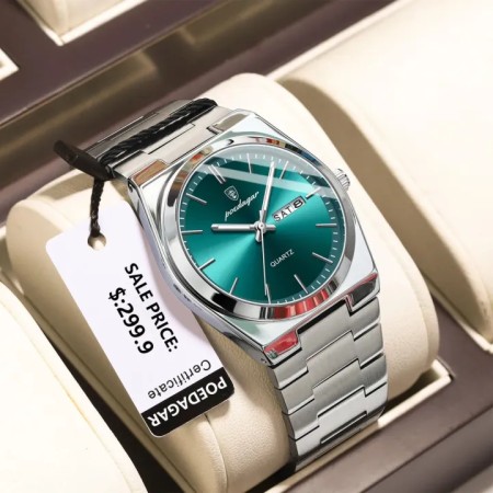 Poedagar 930 New Model Men Watch Luxury Fashion Silver Green