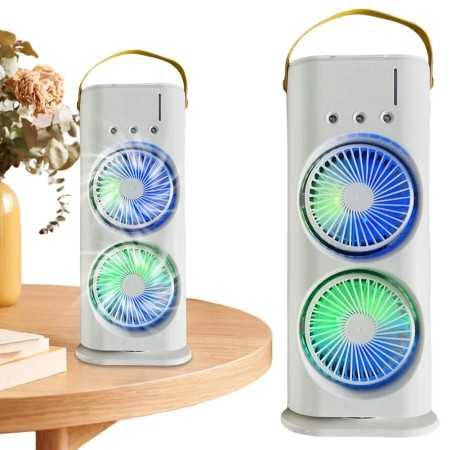 Double Headed Air Cooler Mist Fan 3 Speeds Rechargeable Desk  Fan